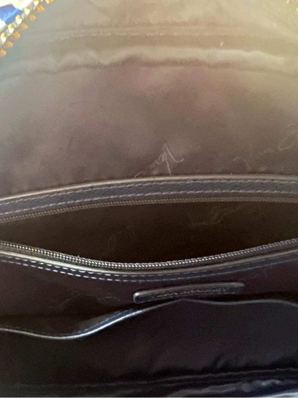 Vera Bradley Navy and White Wave Stripe Satchel - Picture 16 of 16